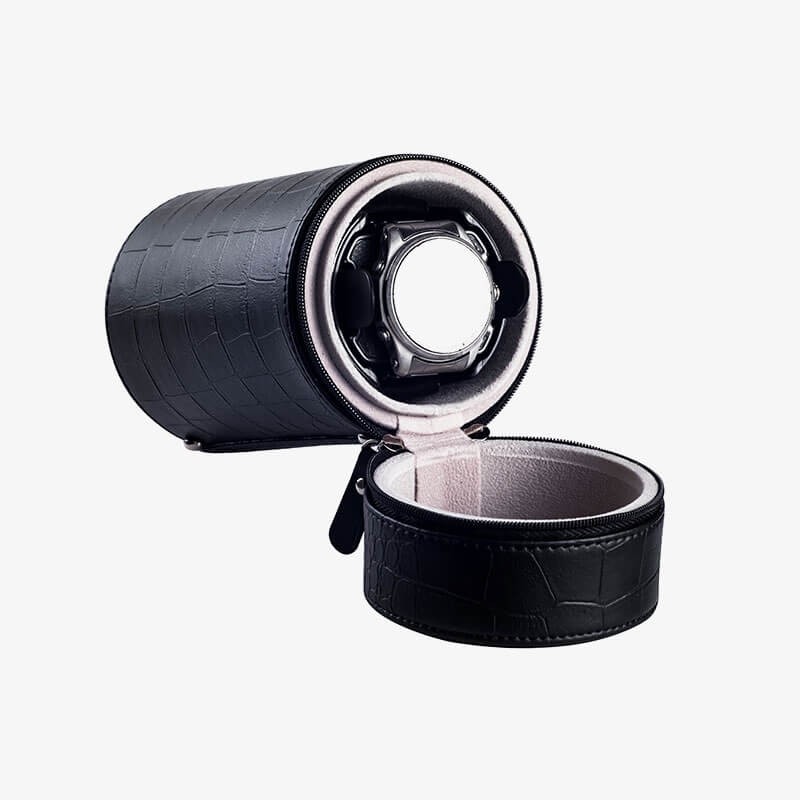 Travel Watch Winder Box With Black Leather Travel Watch Winder Box With Black Leather