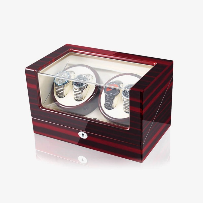 Luxury Ebony 4 Rolex Watch Winder with Beige Interior Luxury Ebony 4 Rolex Watch Winder with Beige Interior