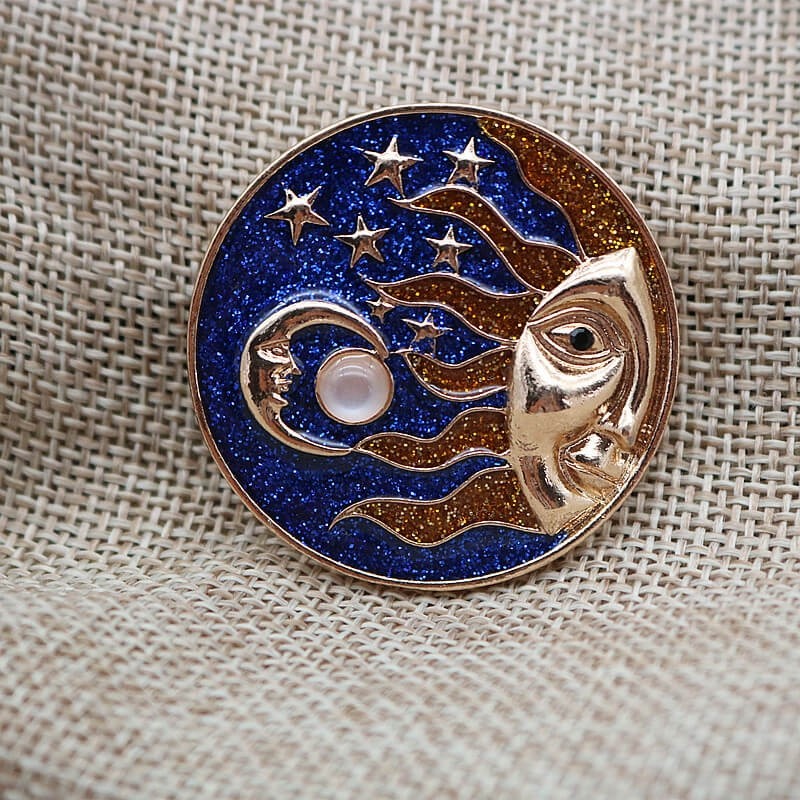 Helios and Luna Enamel Brooch Helios and Luna Enamel Brooch