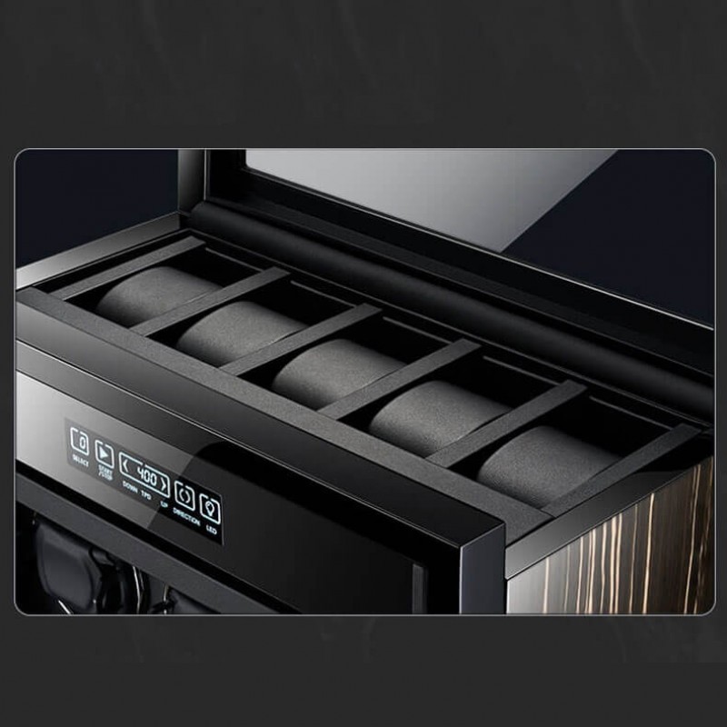 Luxury 3 Watch Winder with Extra Storage in Striped Ebony Wood - Dark Warrior Luxury 3 Watch Winder with Extra Storage in Striped Ebony Wood - Dark Warrior