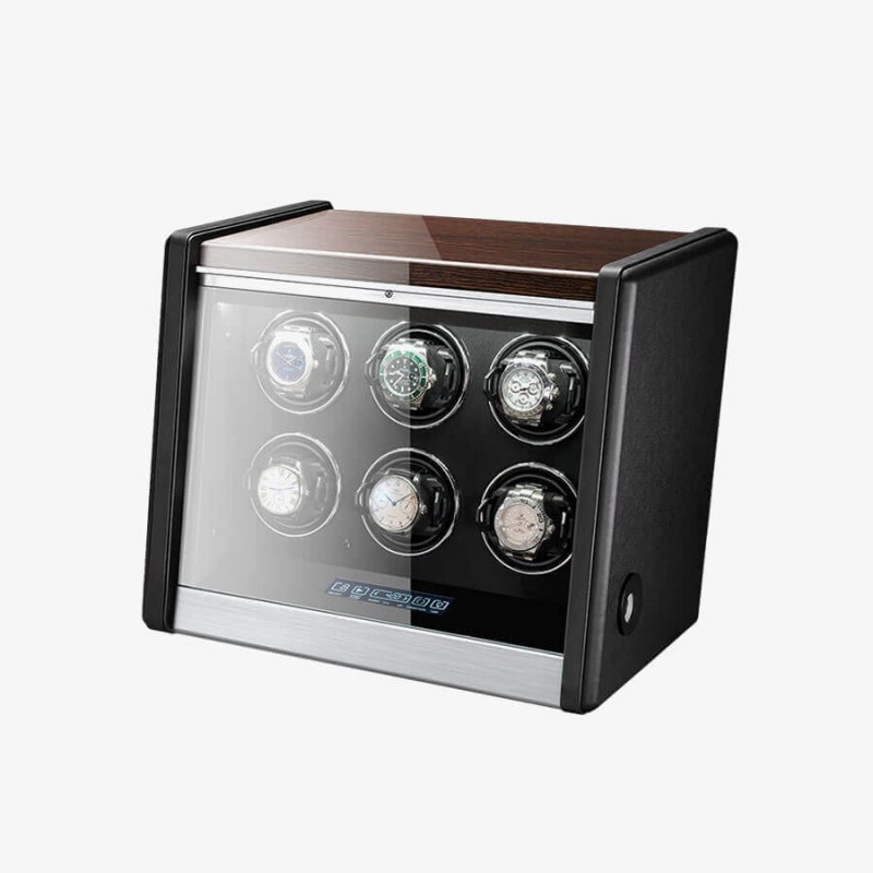 6 Watch Winder in Walnut Wood with Piano Lacquer 6 Watch Winder in Walnut Wood with Piano Lacquer