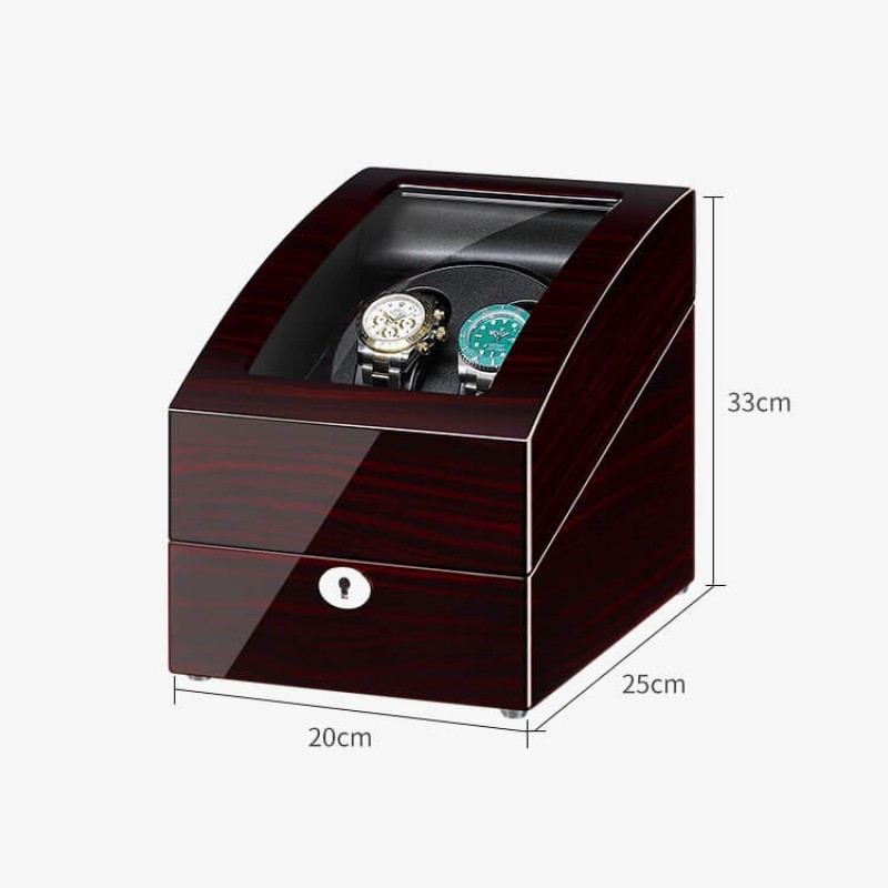 Ebony Automatic Double Watch Winder with 3 Storages Ebony Automatic Double Watch Winder with 3 Storages