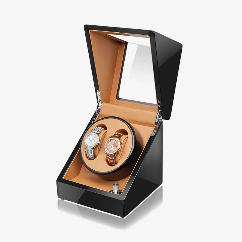 Automatic Double Watch Winder Box with Almond Leather Automatic Double Watch Winder Box with Almond Leather