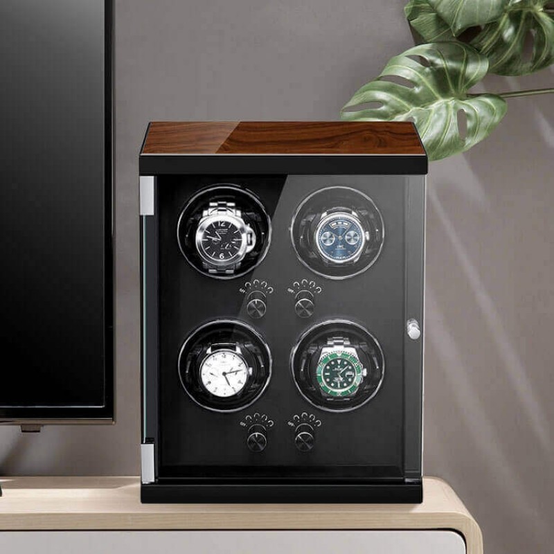 Automatic Watch Winder for 4 Watches in Black interior