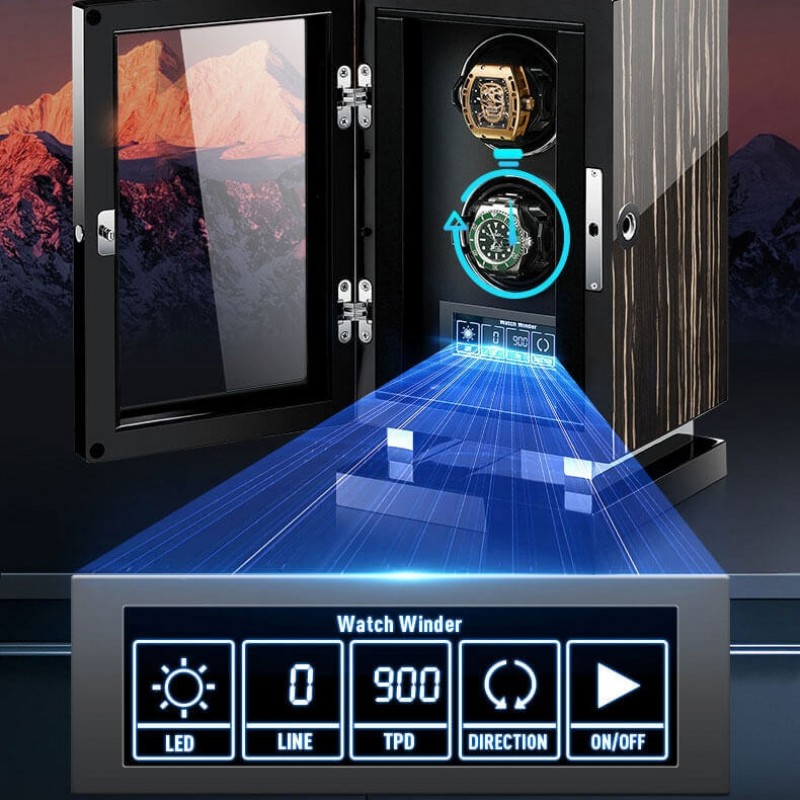 Dark Warrior Double Watch Winder in Striped Ebony Wood Dark Warrior Double Watch Winder in Striped Ebony Wood