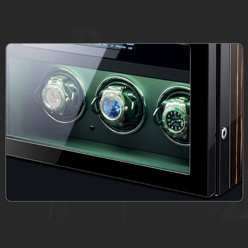 Luxury 3 Watch Winder with Extra Storage in Striped Ebony Wood - Dark Warrior Luxury 3 Watch Winder with Extra Storage in Striped Ebony Wood - Dark Warrior
