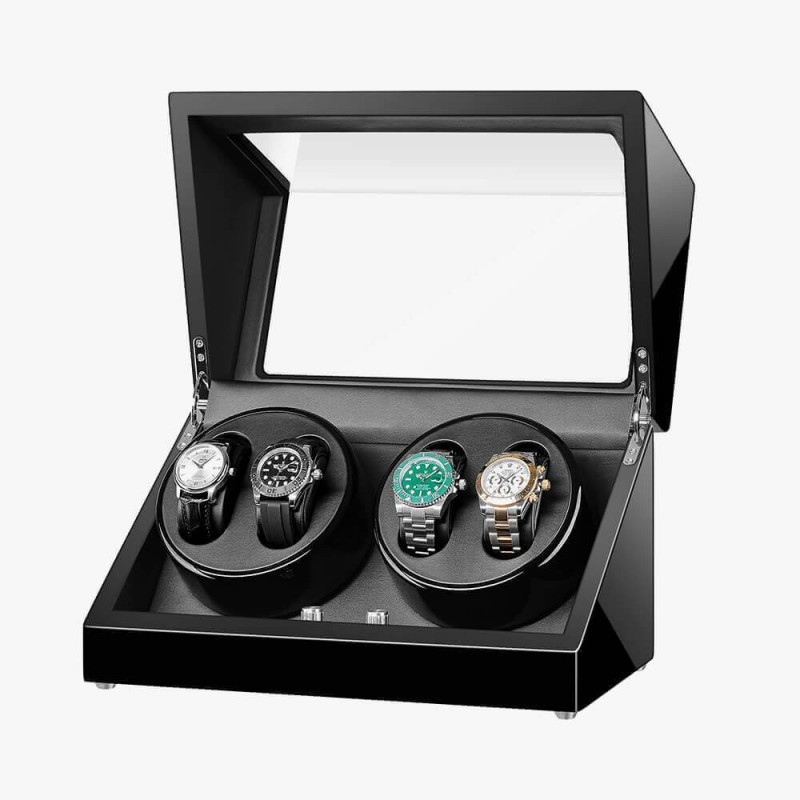Best Wooden 4 Watch Winding Box in Black Colour Best Wooden 4 Watch Winding Box in Black Colour