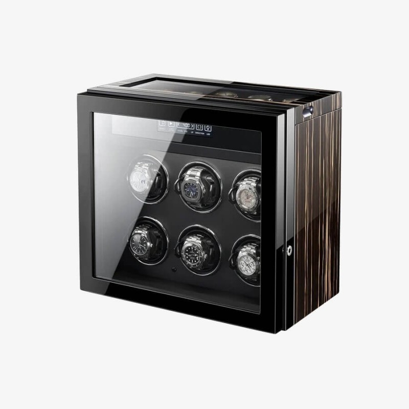 Best Watch Winder with 5 Extra Storage in Striped Ebony Wood - Dark Warrior Best Watch Winder with 5 Extra Storage in Striped Ebony Wood - Dark Warrior