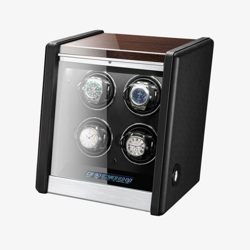 4 Watch Winder in Walnut Wood with Piano Lacquer 4 Watch Winder in Walnut Wood with Piano Lacquer