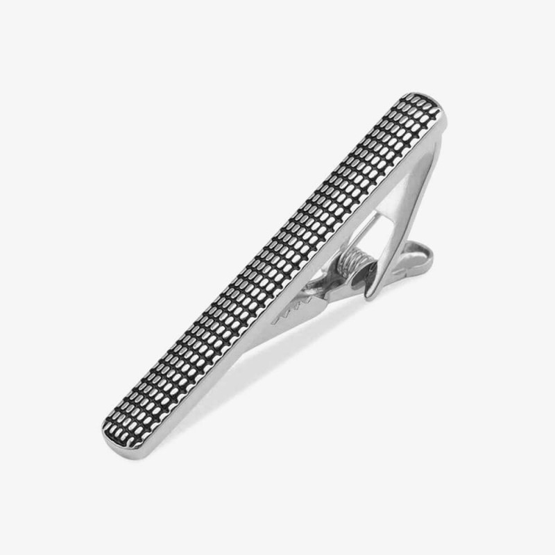 Vintage Checker Dense Silver Men’s Tie Clip Vintage Checker Dense Silver Men’s Tie Clip