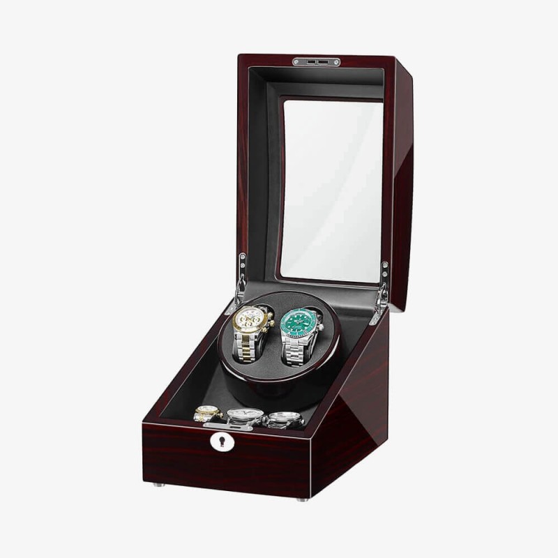 Ebony Automatic Double Watch Winder with 3 Storages Ebony Automatic Double Watch Winder with 3 Storages
