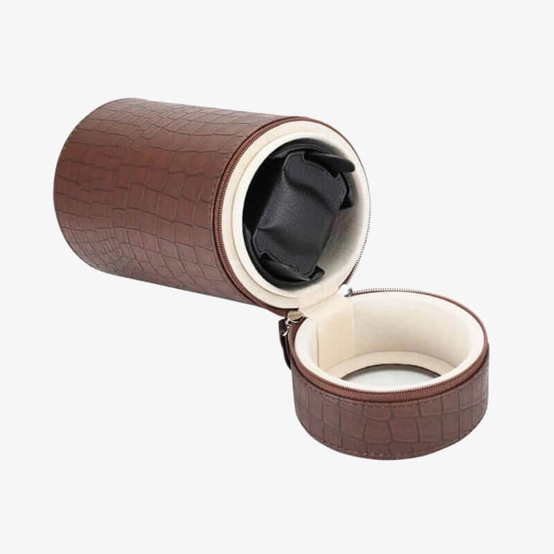 Travel Watch Winder in Brown Leather Travel Watch Winder in Brown Leather