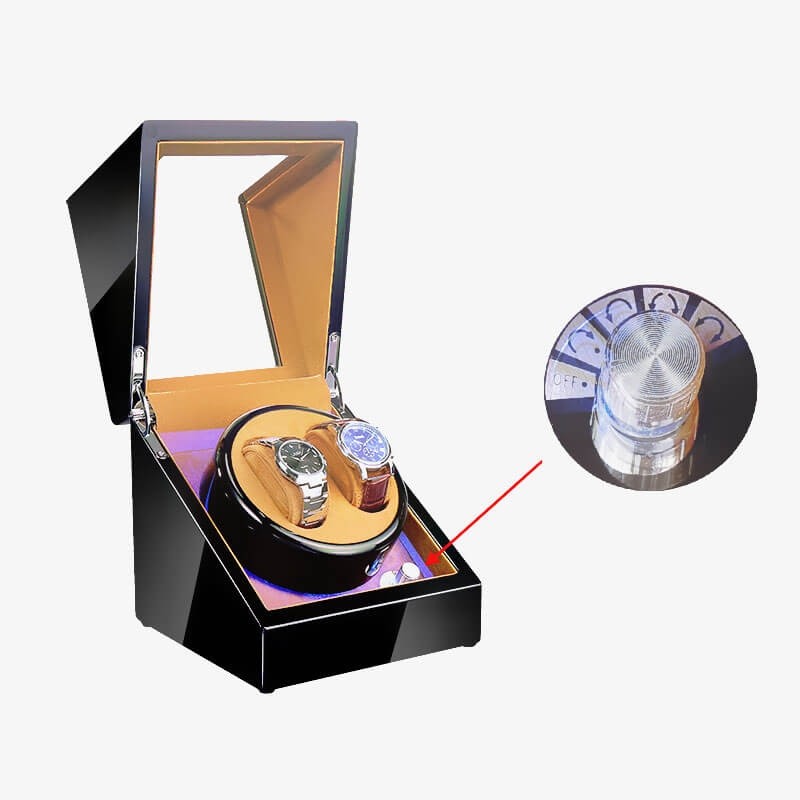 Automatic Double Watch Winder Box with Almond Leather Automatic Double Watch Winder Box with Almond Leather