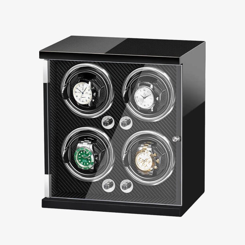 Luxury Vertical Wooden 4 Watch Winder with Carbon Fiber Luxury Vertical Wooden 4 Watch Winder with Carbon Fiber