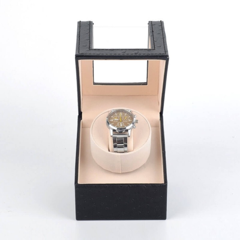 Automatic Single Watch Winder with Black Leather Automatic Single Watch Winder with Black Leather