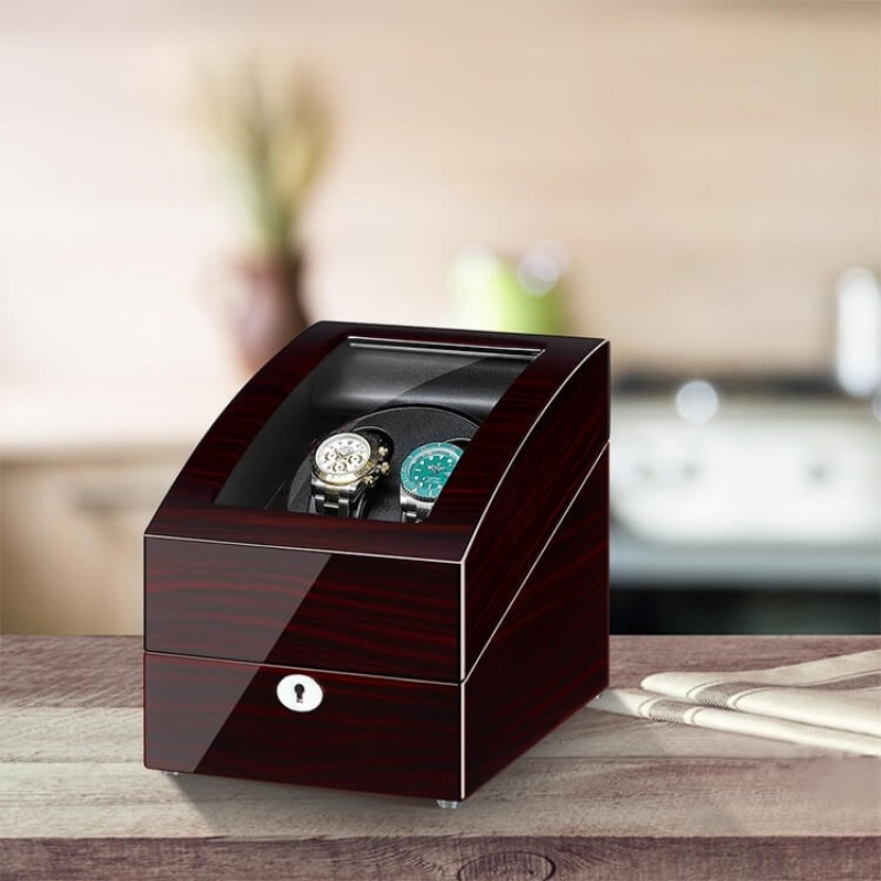 Ebony Automatic Double Watch Winder with 3 Storages Ebony Automatic Double Watch Winder with 3 Storages