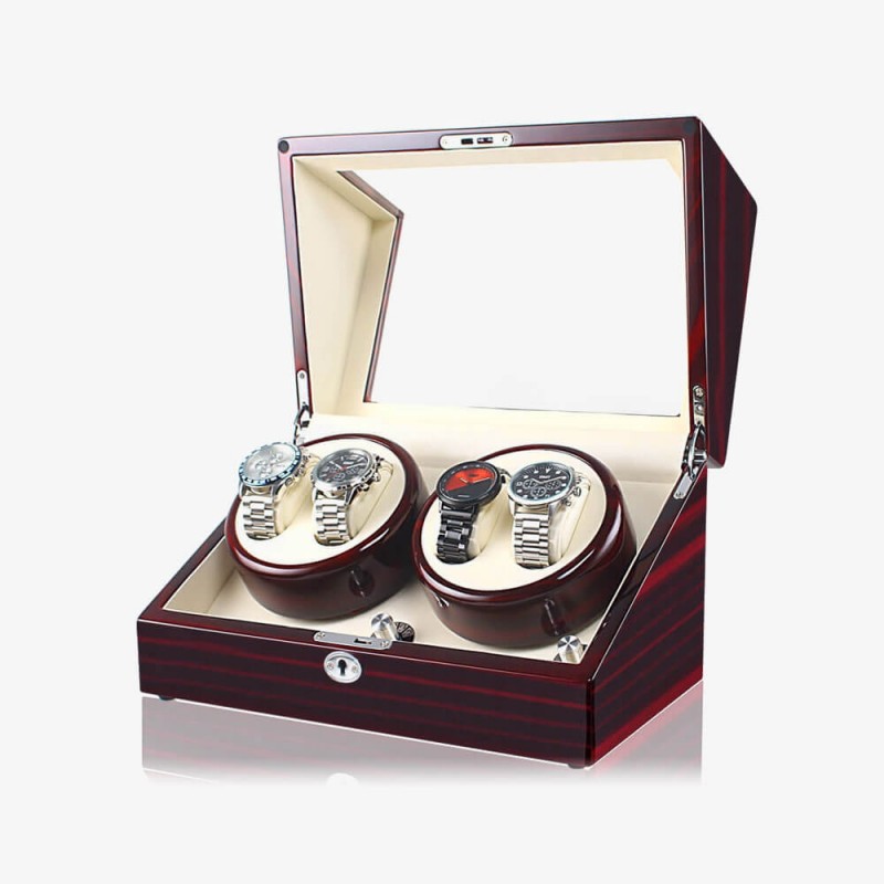 Luxury Ebony 4 Rolex Watch Winder with Beige Interior Luxury Ebony 4 Rolex Watch Winder with Beige Interior