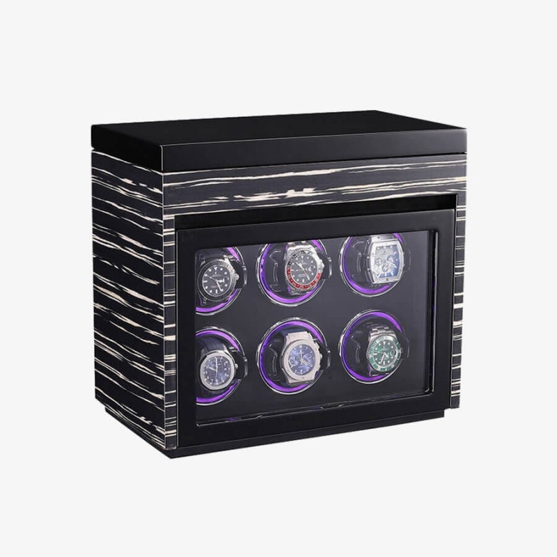 Luxury 6 Watch Winders With 6 Watches Display Storage Luxury 6 Watch Winders With 6 Watches Display Storage
