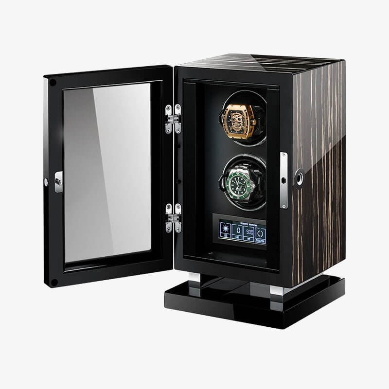 Dark Warrior Double Watch Winder in Striped Ebony Wood Dark Warrior Double Watch Winder in Striped Ebony Wood