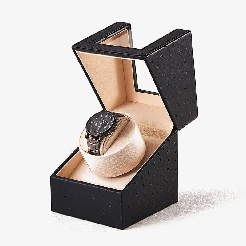 Automatic Single Watch Winder with Black Leather Automatic Single Watch Winder with Black Leather