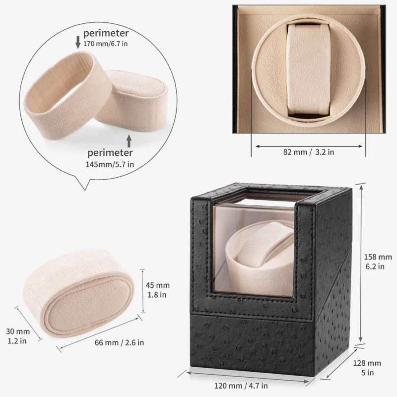 Automatic Single Watch Winder with Black Leather Automatic Single Watch Winder with Black Leather