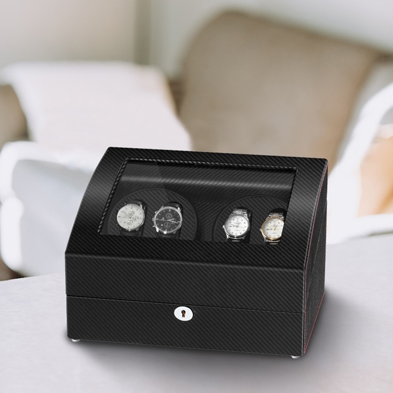 Carbon Fiber 4 Watch Winder Box With 6 Watch Storages Carbon Fiber 4 Watch Winder Box With 6 Watch Storages