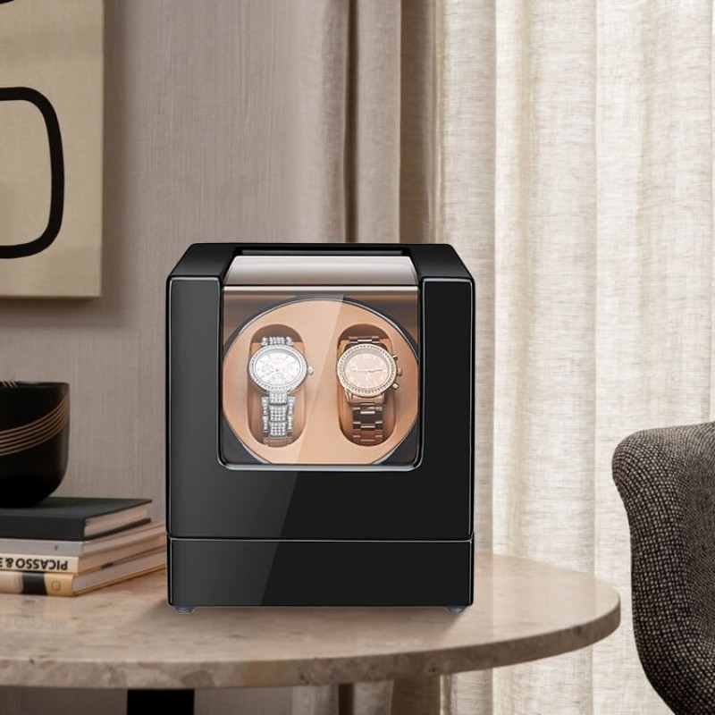 Automatic Double Watch Winder Box with Almond Leather Automatic Double Watch Winder Box with Almond Leather