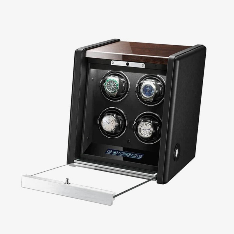 4 Watch Winder in Walnut Wood with Piano Lacquer 4 Watch Winder in Walnut Wood with Piano Lacquer