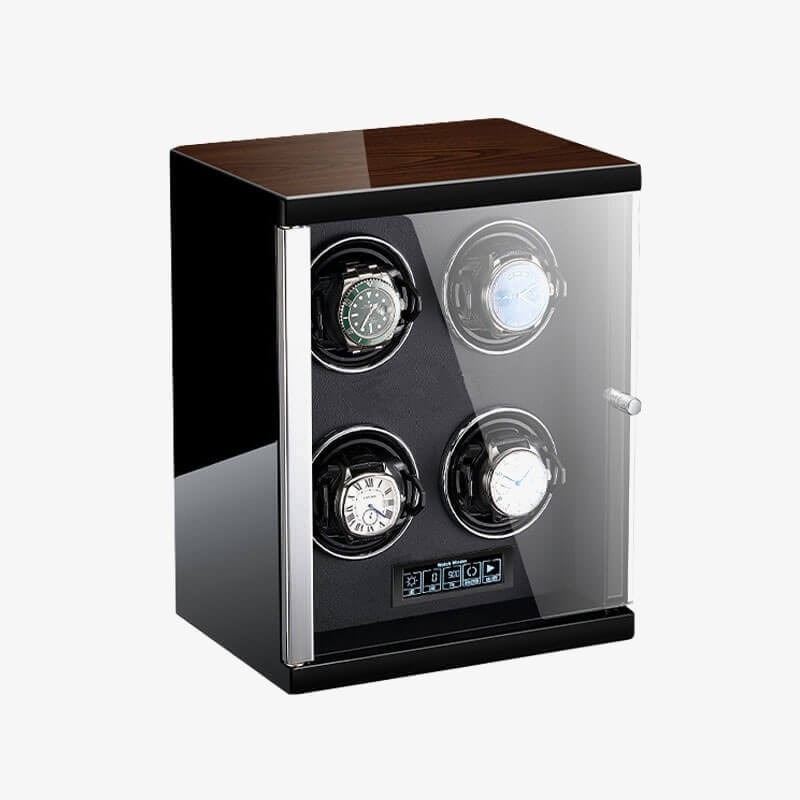 Ebony 4 Watch Winder with LCD Touch Screen in Black interior Ebony 4 Watch Winder with LCD Touch Screen in Black interior