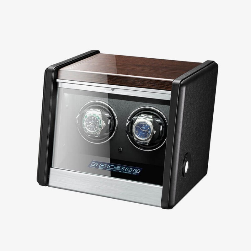 Double Watch Winder in Walnut Wood with Piano Lacquer Double Watch Winder in Walnut Wood with Piano Lacquer