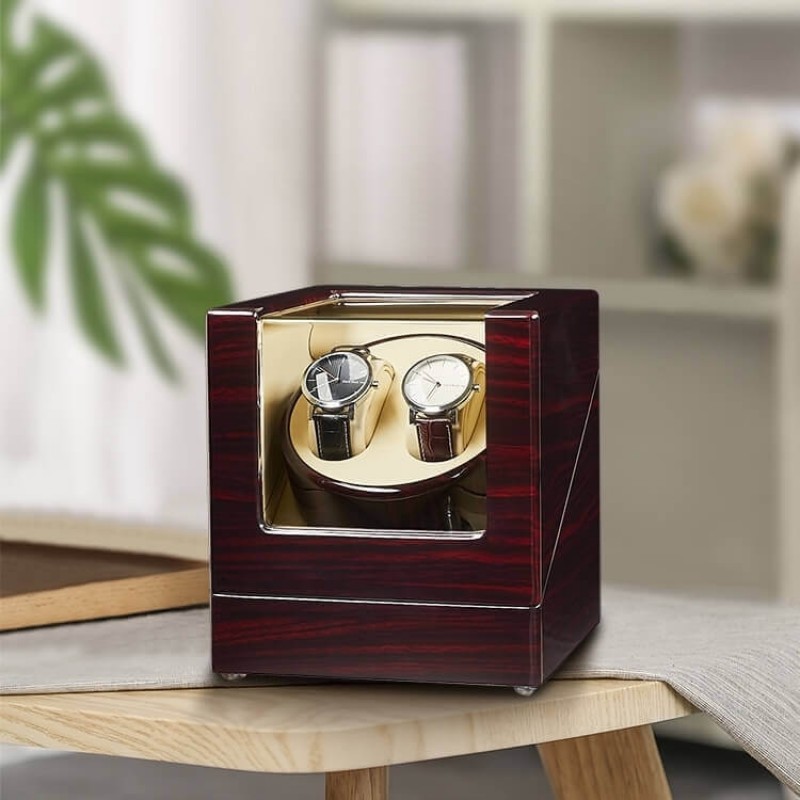 Ebony 2 Watch Winder Box with Beige Leather Ebony 2 Watch Winder Box with Beige Leather
