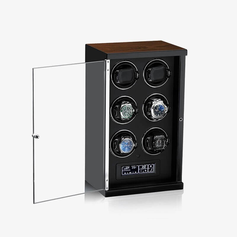 Touch Control Automatic 6 Watch Winder in Black Interior Touch Control Automatic 6 Watch Winder in Black Interior