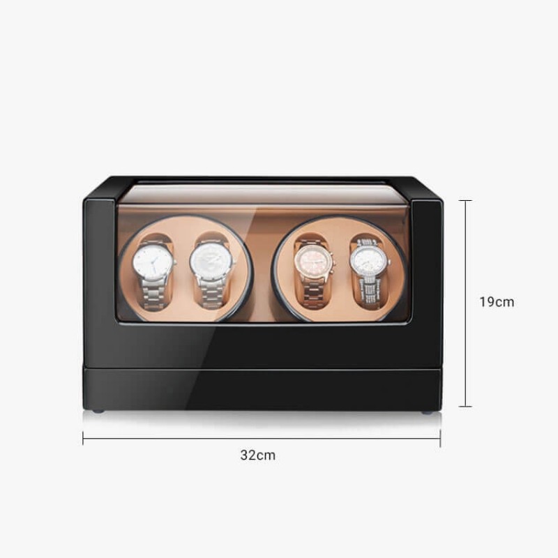 4 Watch Winder With Adjustable Watch Pillow in Almond Leather Interior 4 Watch Winder With Adjustable Watch Pillow in Almond Leather Interior