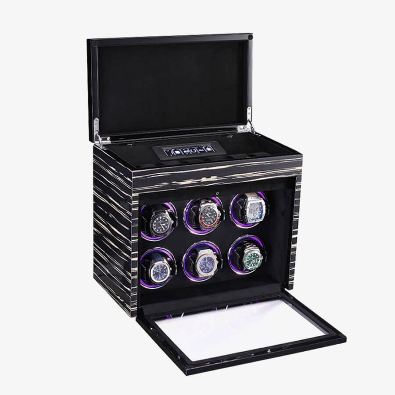 Luxury 6 Watch Winders With 6 Watches Display Storage Luxury 6 Watch Winders With 6 Watches Display Storage
