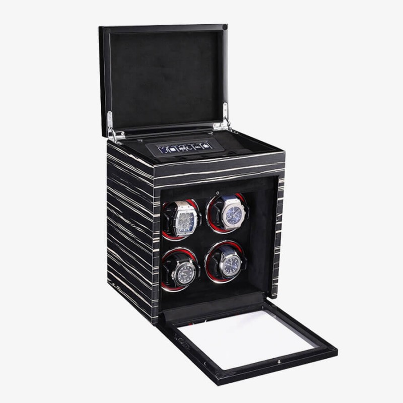 Vertical 4 Watch Winder Box with 4 Watch Storages has Touch Screen Remote Vertical 4 Watch Winder Box with 4 Watch Storages has Touch Screen Remote